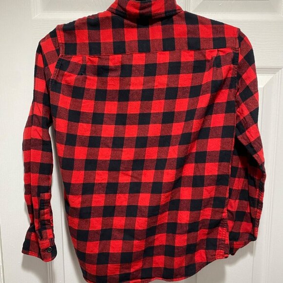 UNIQLO Kids Red & Black Buffalo Plaid Cotton Button Down Flannel Shirt Size 12 - Picture 2 of 6